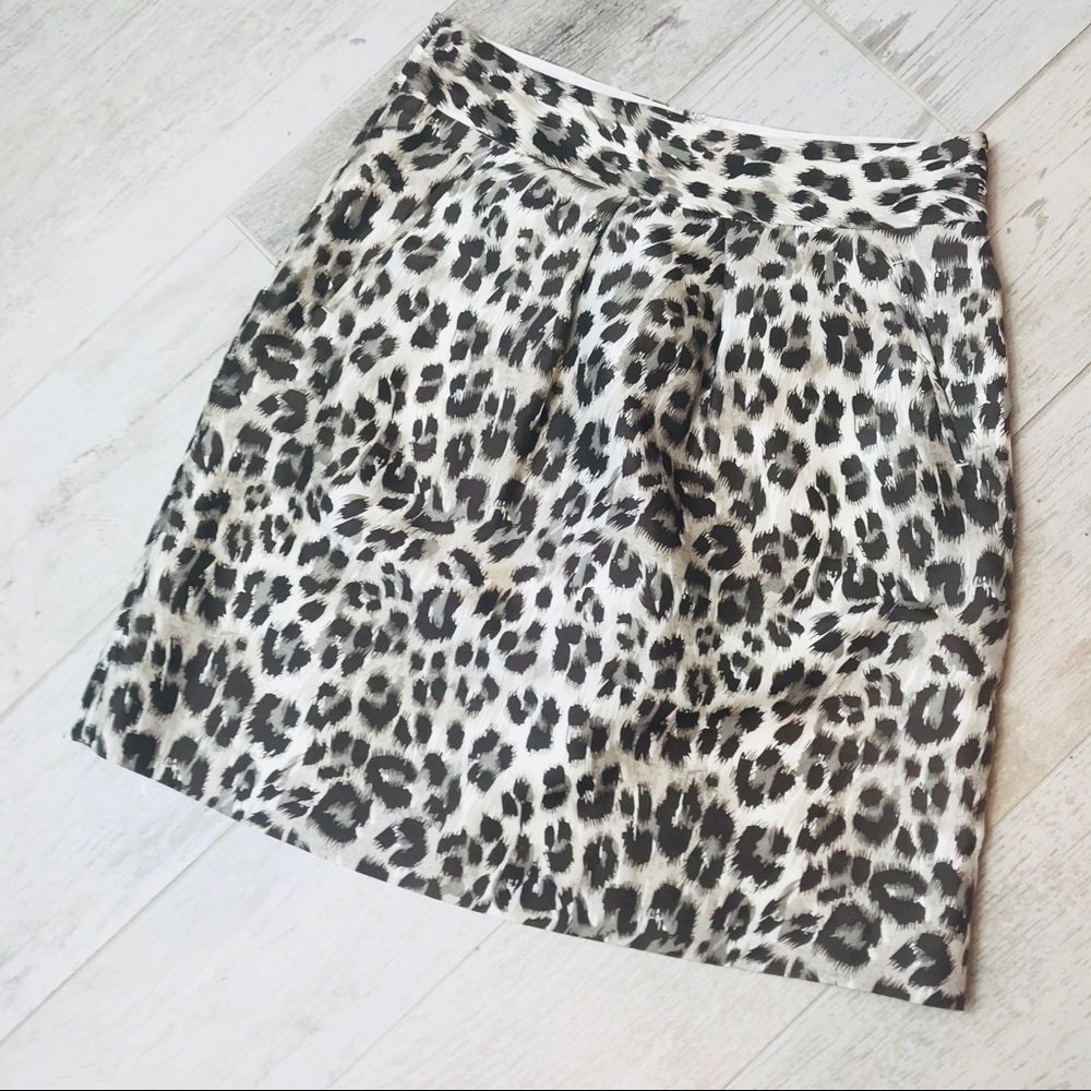 Banana Republic | Silk A-line Leopard Skirt